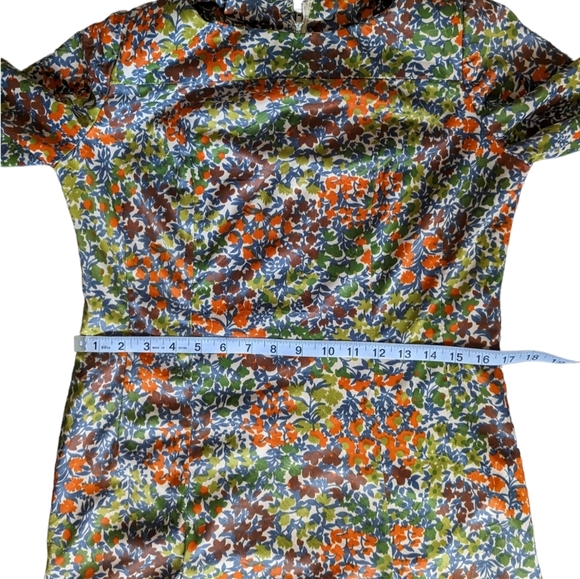 Vintage 70s Leslie Pomer Boho Funky Floral Short Sleeve Belted Day Dress - Picture 8 of 11